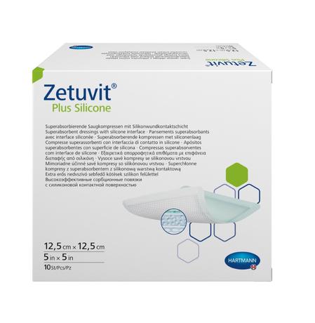 Фото Hartmann Zetuvit Plus Silicone, повязка стерильная суперабсорбирующая (с контактн. слоем из силикона) 12,5 х 12,5 см, 10 шт.