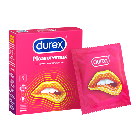 Фото Презервативы Durex Pleasuremax с ребрами и пупырышками, 3 шт.
