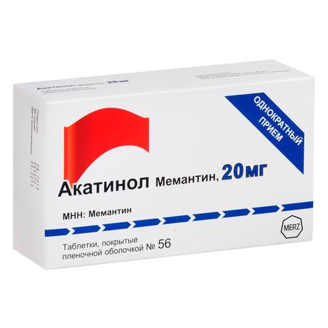 Фото Акатинол Мемантин таблетки, покрытые пленочной оболочкой 20 мг, 56 шт.