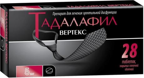 Фото Тадалафил-Вертекс, таблетки покрыт. плен. об. 5 мг, 28 шт.