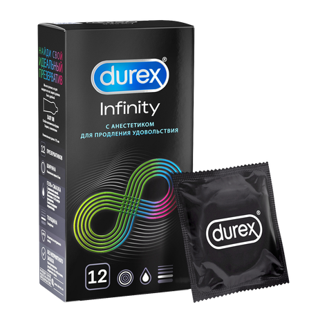 Фото Презервативы Durex Infinity гладкие с анестетиком, 12 шт.