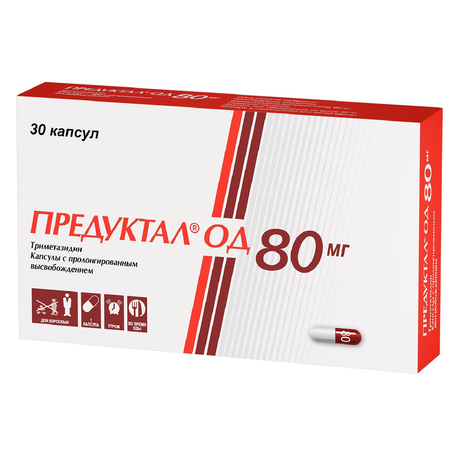 Фото Предуктал ОД, капсулы с пролонгированным высвобождением 80 мг, 30 шт.