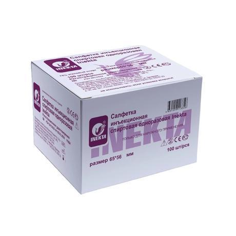 Фото Inekta Салфетка инъекционная спиртовая одноразовая, 65 х 65 мм, 100 шт.