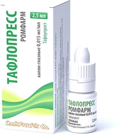 Фото Тафлопресс Ромфарм, капли глазные 0.015 мг/мл, 2.5 мл