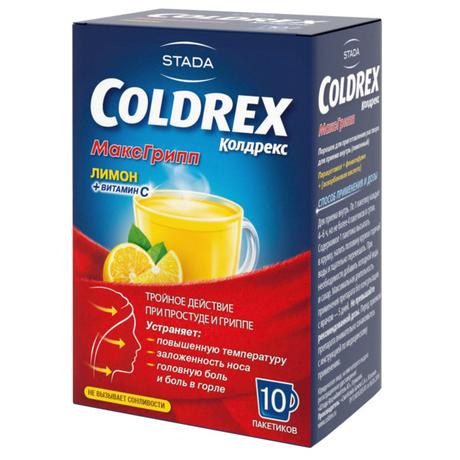 Фото Колдрекс МаксГрипп, порошок (лимон), 10 шт.