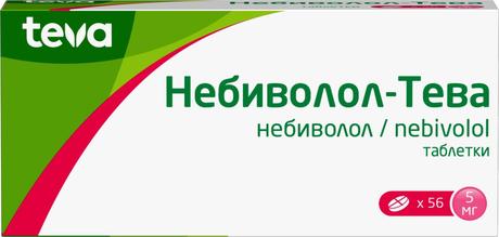 Фото Небиволол-Тева, таблетки 5 мг, 56 шт.