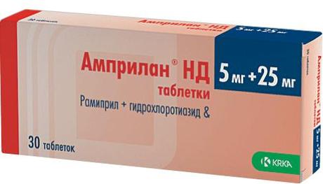 Фото Амприлан НД, таблетки 5 мг+25 мг, 30 шт.