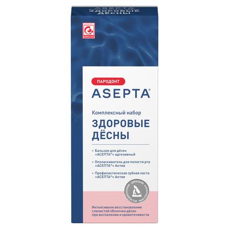 Фото Асепта Здоровые Десны, набор (бальзам, ополаскиватель, зубная паста)