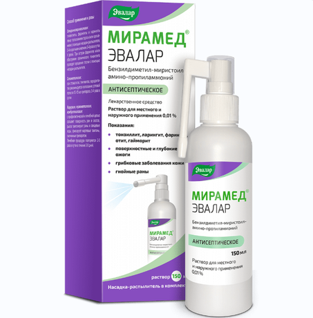 Фото Мирамед Эвалар, раствор 0.01% (с насадкой-распылителем) 150 мл, 1 шт.