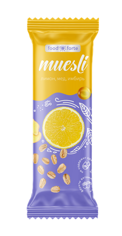 Фото Батончик мюсли FoodForte, Лимон, мед, имбирь, 50 г