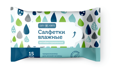 Фото Салфетки ComForte влажные антибактериальные, 15 шт.