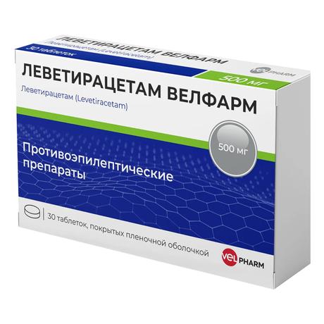 Фото Леветирацетам Велфарм, таблетки покрыт. плен. об. 500 мг, 60 шт.