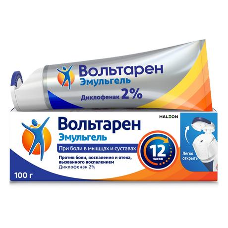 Фото Вольтарен Эмульгель, 12 часов при боли в спине, мышцах и суставах, диклофенак 2%, 100 г