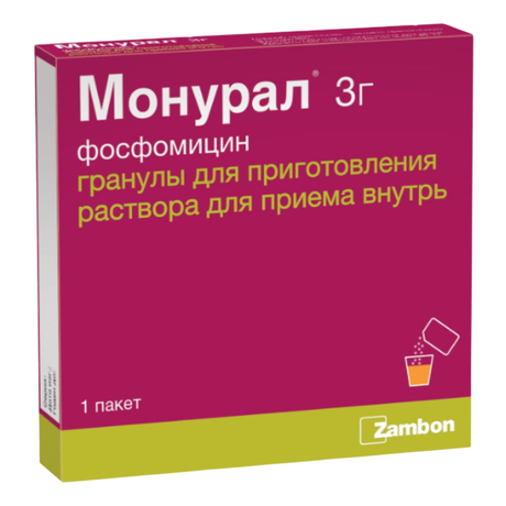 Фото Монурал, гранулы для приготовления раствора, пакетик 3 г, 1 шт.