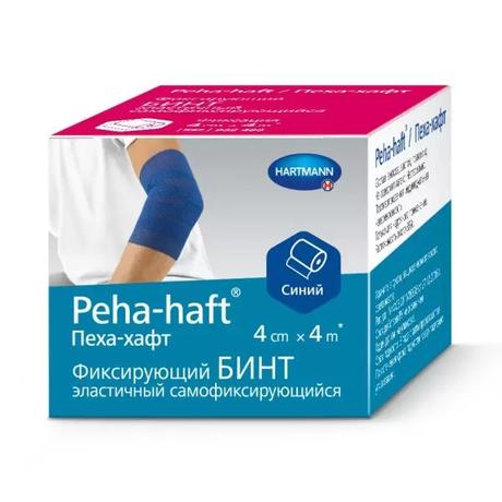 Фото Peha-haft, бинт самофиксирующийся без латекса (4 м х 4 см) синий, 1 шт.