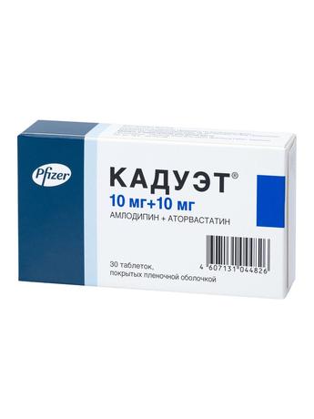 Фото Кадуэт, таблетки покрыт. плен. об. 10 мг+10 мг, 30 шт.