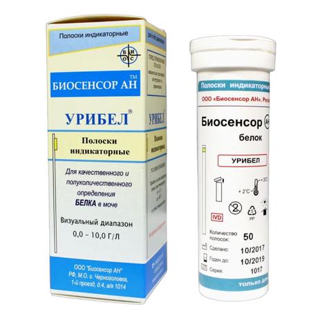 Фото Урибел, полоски для определения белка в моче, 50 шт.