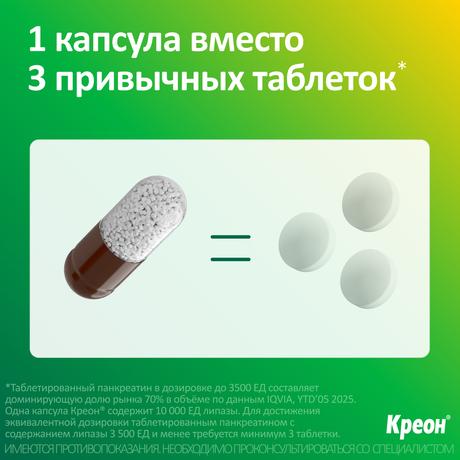 Фото Креон 10 000, капсулы 10000 ЕД, 50 шт.