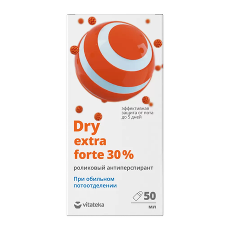 Фото Витатека Dry Extra Forte, антиперсперант от обильного потоотделения 30% (без спирта) ролик 50 мл
