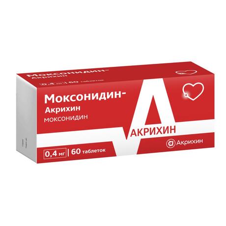 Фото Моксонидин-Акрихин, таблетки покрытые пленочной оболочкой 0.4 мг, 60 шт.