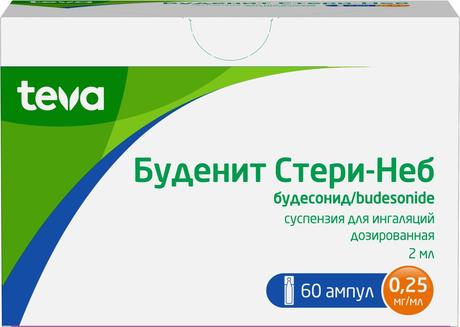 Фото Буденит Стери-Неб, суспензия для ингаляций дозированная 0,25 мг/мл, 2 мл, 60 шт.
