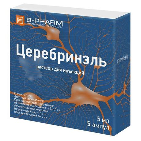 Фото Церебринэль, раствор для инъекций ампулы 5 мл, 5 шт.