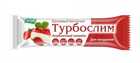 Фото Турбослим, батончик белковый для лиц контролирующих массу тела клубничный чизкейк, 50 г