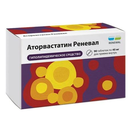 Фото Аторвастатин Реневал, таблетки покрытые пленочной оболочкой 40 мг, 90 шт.