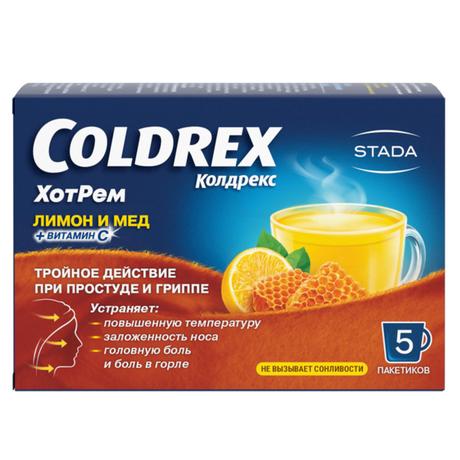 Фото Колдрекс ХотРем, порошок (мед-лимон), 5 шт.