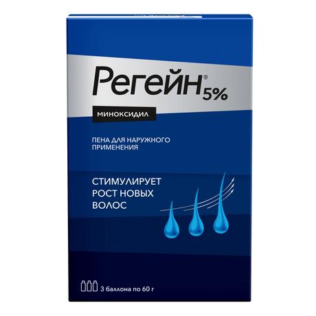 Фото Регейн, пена 5%, 60 г, 3 шт.