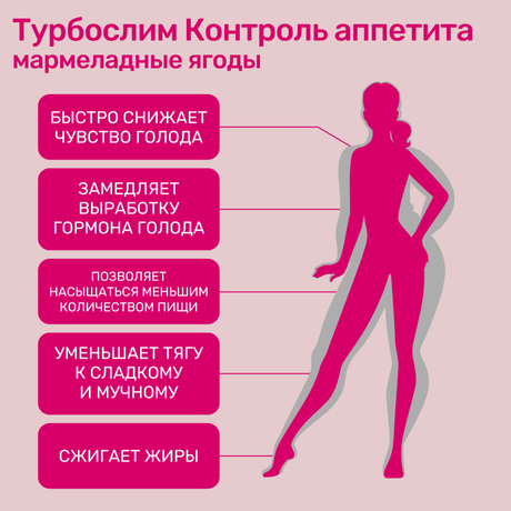 Фото Турбослим Контроль аппетита, жевательные мармеладные ягоды, 30 шт.