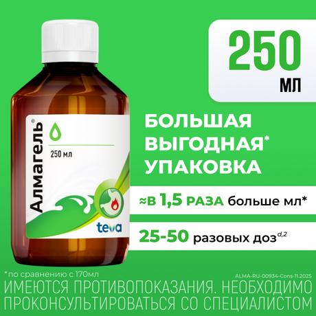 Фото Алмагель, суспензия для приема внутрь 250 мл, 1 шт.