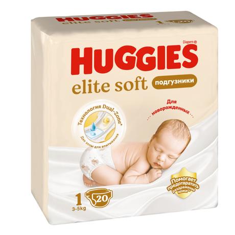 Фото Huggies Elite Soft, подгузники для детей, 1 размер (3-5 кг), 20 шт.