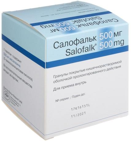 Фото Салофальк, гранулы кишечнорастворимые пролонг. действия 500 мг, 50 шт.