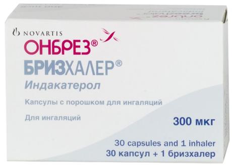 Фото Онбрез Бризхайлер, капсулы 300 мкг с устройством для ингаляций, 30 шт.