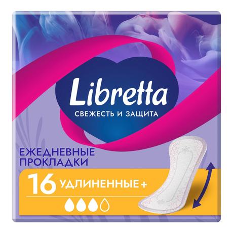 Фото Прокладки ежедневные Libretta Свежесть и защита Удлиненные, 16 шт.