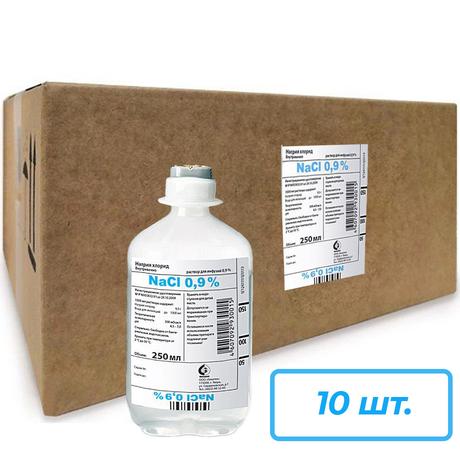 Фото Натрия хлорид, раствор 0.9%, 250 мл, набор 10 шт.