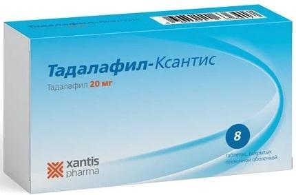 Фото Тадалафил-Ксантис, таблетки покрытые пленочной оболочкой 20 мг, 8 шт.