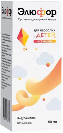 Фото Элюфор, суспензия для внутреннего применения 200 мг/5мл, 90 мл