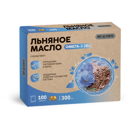 Фото Масло льняное BioForte, капсулы, 100 шт.
