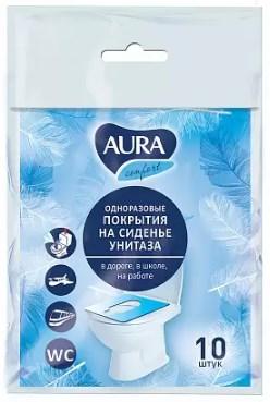 Фото Aura, одноразовое покрытие на сидение унитаза, 10 шт.