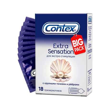 Фото Презервативы Contex Extra Sensation с крупными точками и ребрами, 18 шт.