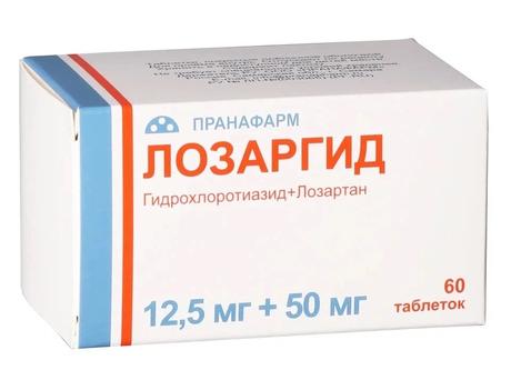 Фото Лозаргид таблетки, покрытые пленочной оболочкой 12,5 мг +50 мг, 60 шт.