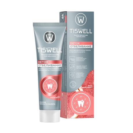 Фото TISWELL зубная паста отбеливающая энзимная от темного налета и камня (с каолином и фтором, грейпфрут) 110 г, 1 шт.