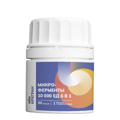 Фото Микроферменты 6 в 1 (Крегран), капсулы 10000 ЕД, 60 шт.