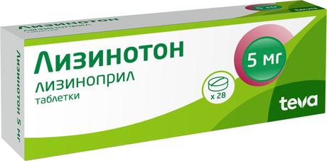 Фото Лизинотон, таблетки 5 мг, 28 шт.