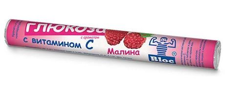 Фото Блок Глюкоза, таблетки с витамином С и малиной, 18 шт.