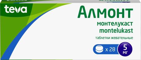 Фото Алмонт, таблетки жевательные, 5 мг 28 шт.