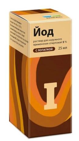 Фото Йод, раствор для наружного применения спиртовой 5 %, фл с лопаткой 25 мл