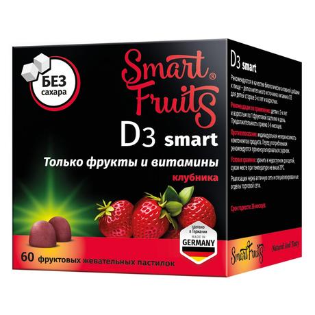 Фото Смарт Фрутс D3 Smart, жевательные витамины, 60 шт.